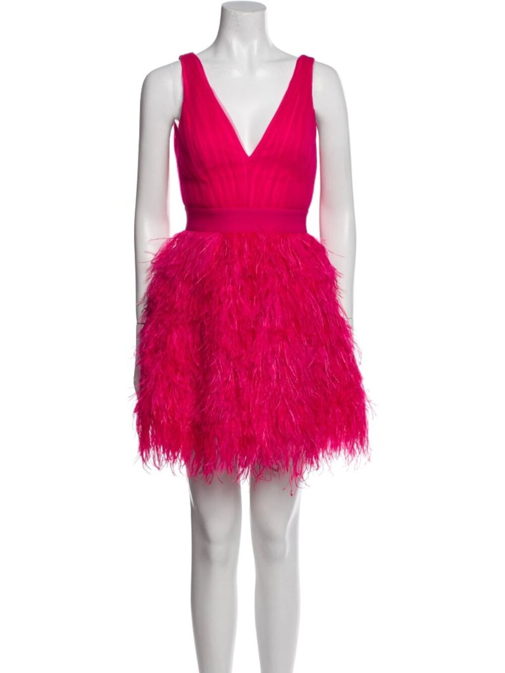 Alice + Olivia "Tegan" Feather Mini Dress - Wild Pink! - Pristine Condition